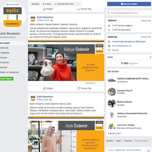 Kadınlar için Daha Çok ve Daha İyi İşler, Sosyal Medya