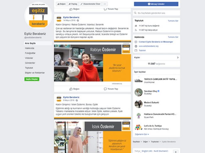 Kadınlar için Daha Çok ve Daha İyi İşler, Sosyal Medya