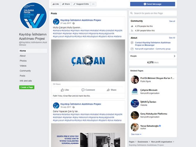 Kayıtdışı İstihdamın Azaltılması Projesi, Sosyal Medya